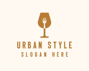 Restaurant Fork Wine Glass  logo design