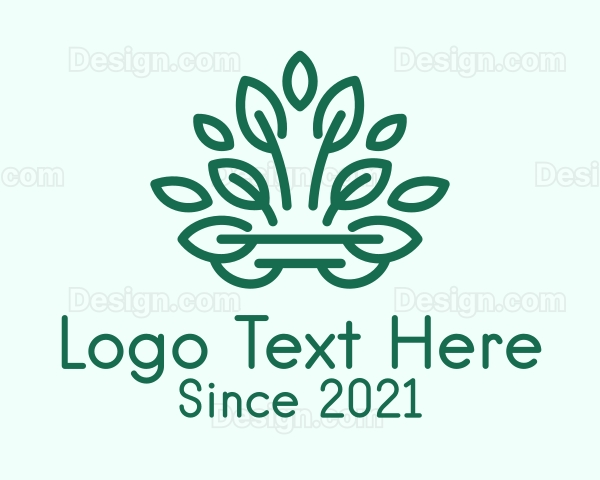 Symmetrical Green Plant Logo