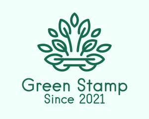 Symmetrical Green Plant  logo design