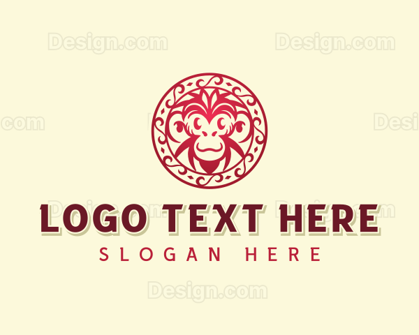 Chinese Monkey Zodiac Art Logo