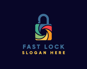 Rainbow Shutter Padlock logo design