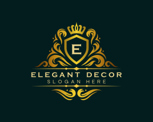 Luxury Ornament Crown Shield logo design