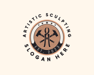 Wood Sculpting Badge logo design