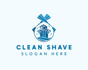 Blue Clean Building Wash logo design