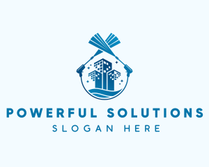 Blue Clean Building Wash logo design