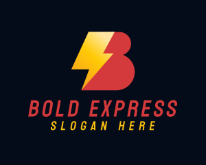 Bold Lightning Letter B logo design