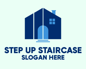 Blue House Steps logo design