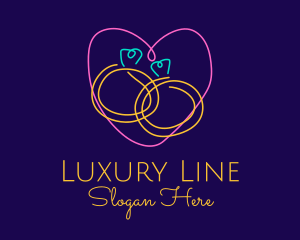 Neon Wedding Rings logo design