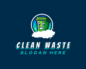 Trash Bin Cartoon logo design