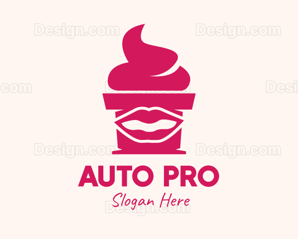 Red Lip Cupcake Logo