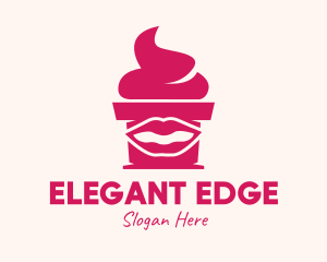 Red Lip Cupcake logo design