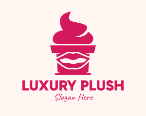 Red Lip Cupcake logo design