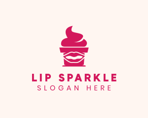 Red Lip Cupcake logo design