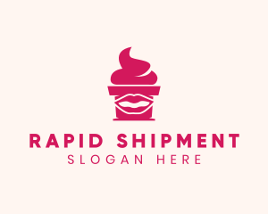 Red Lip Cupcake logo design