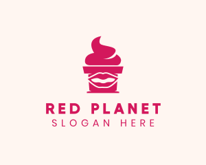 Red Lip Cupcake logo design