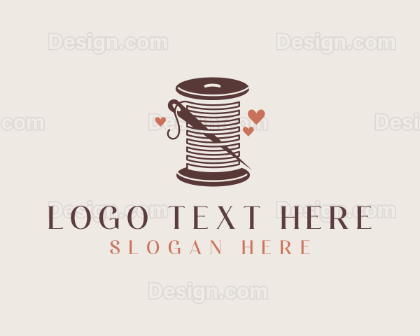 Thread Needle Heart Seamstress Logo