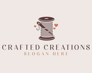 Thread Needle Heart Seamstress  logo design