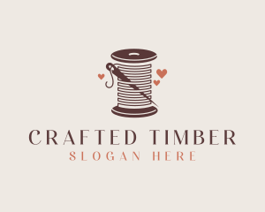 Thread Needle Heart Seamstress  logo design