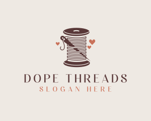 Thread Needle Heart Seamstress  logo design