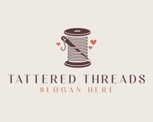 Thread Needle Heart Seamstress  logo design