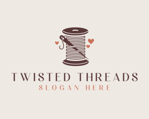 Thread Needle Heart Seamstress  logo design