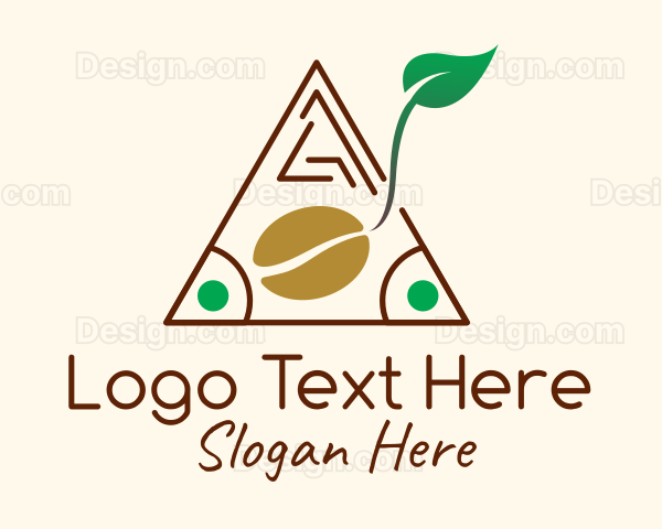 Triangle Coffee Bean Leaf Logo