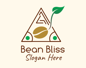 Triangle Coffee Bean Leaf logo design