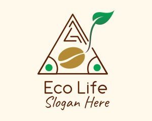 Triangle Coffee Bean Leaf logo design