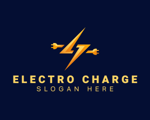 Lightning Electricity Plug logo design