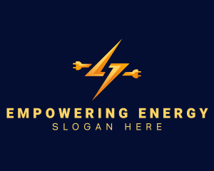 Lightning Electricity Plug logo design