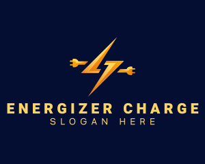 Lightning Electricity Plug logo design