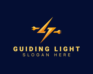 Lightning Electricity Plug logo design