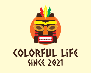 Colorful Tribal Mask  logo design