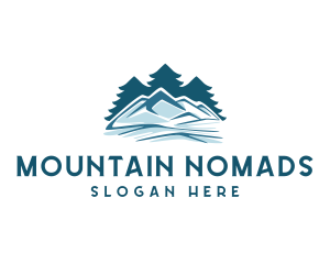 Snow Mountain Pine Tree logo design