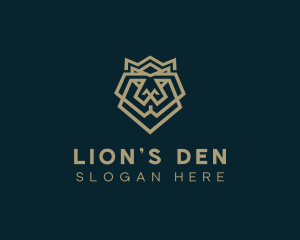 Geometric Lion Crown logo design