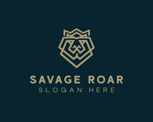 Geometric Lion Crown logo design