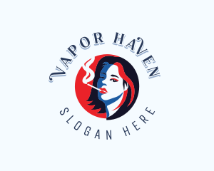 Smoking Cigarette Lady logo design