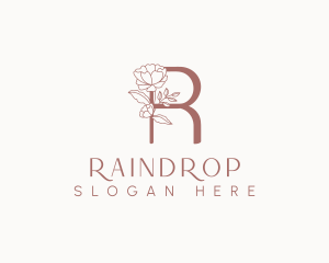 Natural Rose Floral Letter R logo design