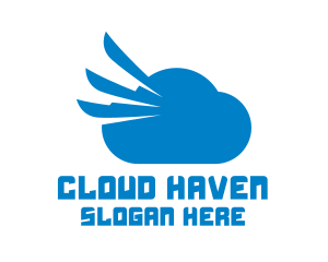 Blue Cloud Wing logo design