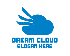 Blue Cloud Wing logo design