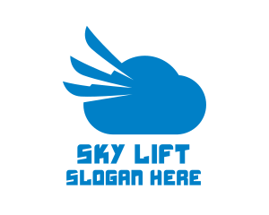 Blue Cloud Wing logo design