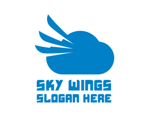 Blue Cloud Wing logo design