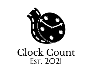 Film Reel Clock logo design