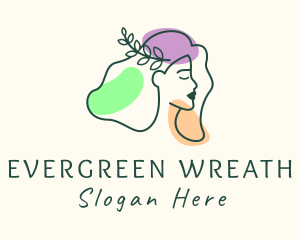 Wreath Woman Makeup logo design