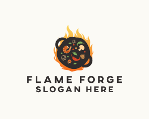 Wok Flame Restaurant logo design