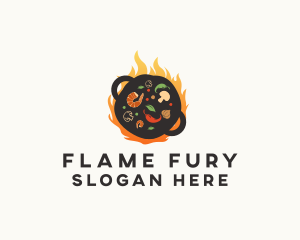 Wok Flame Restaurant logo design