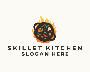 Wok Flame Restaurant logo design