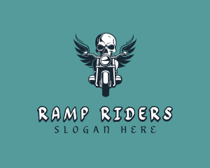 Skull Motorbike Biker logo design