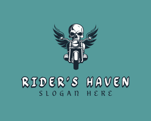 Skull Motorbike Biker logo design