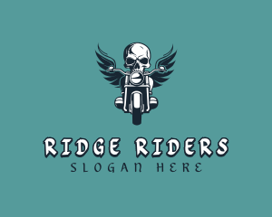 Skull Motorbike Biker logo design